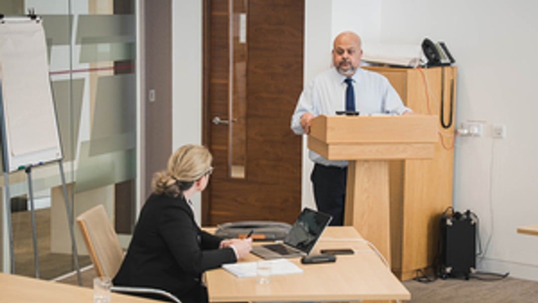 Nayan Mesuria, Solicitor and Insurance Manager for the CNC, during the mock trial