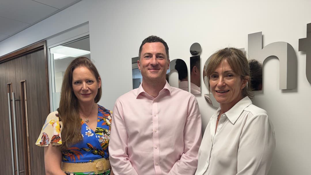 Rachel Khiara, left, with Andy Day, centre and Helen Close, right