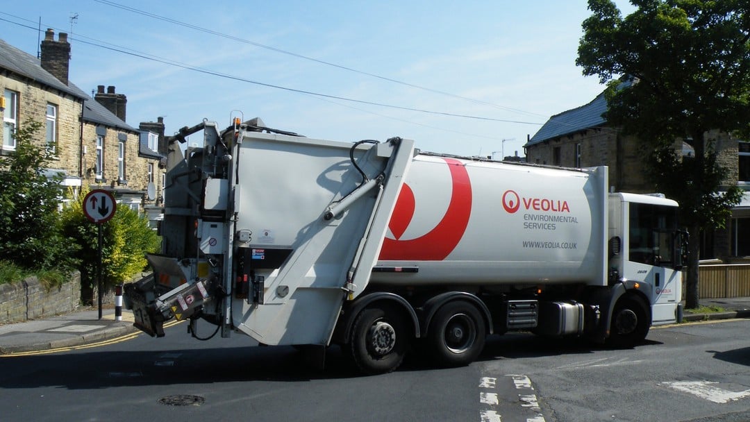 Veolia waste collection vehicle in Sheffield, where High Court injunction protects operations from protest disruption